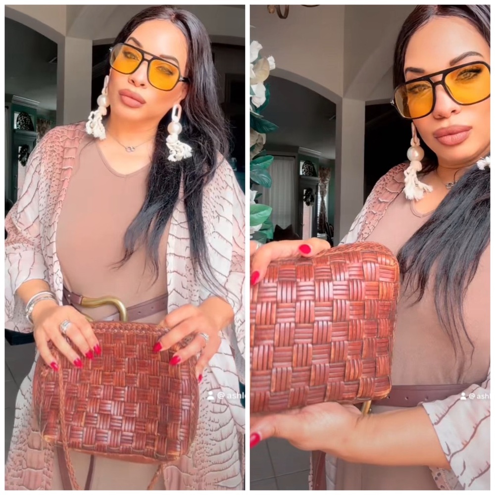 Woven Leather Crossbody Bag in Brown